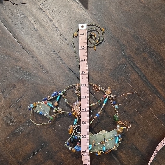 Handcrafted Horsehead Wire Wall Hanging Sculpture With Beads And Glass - Picture 7 of 9